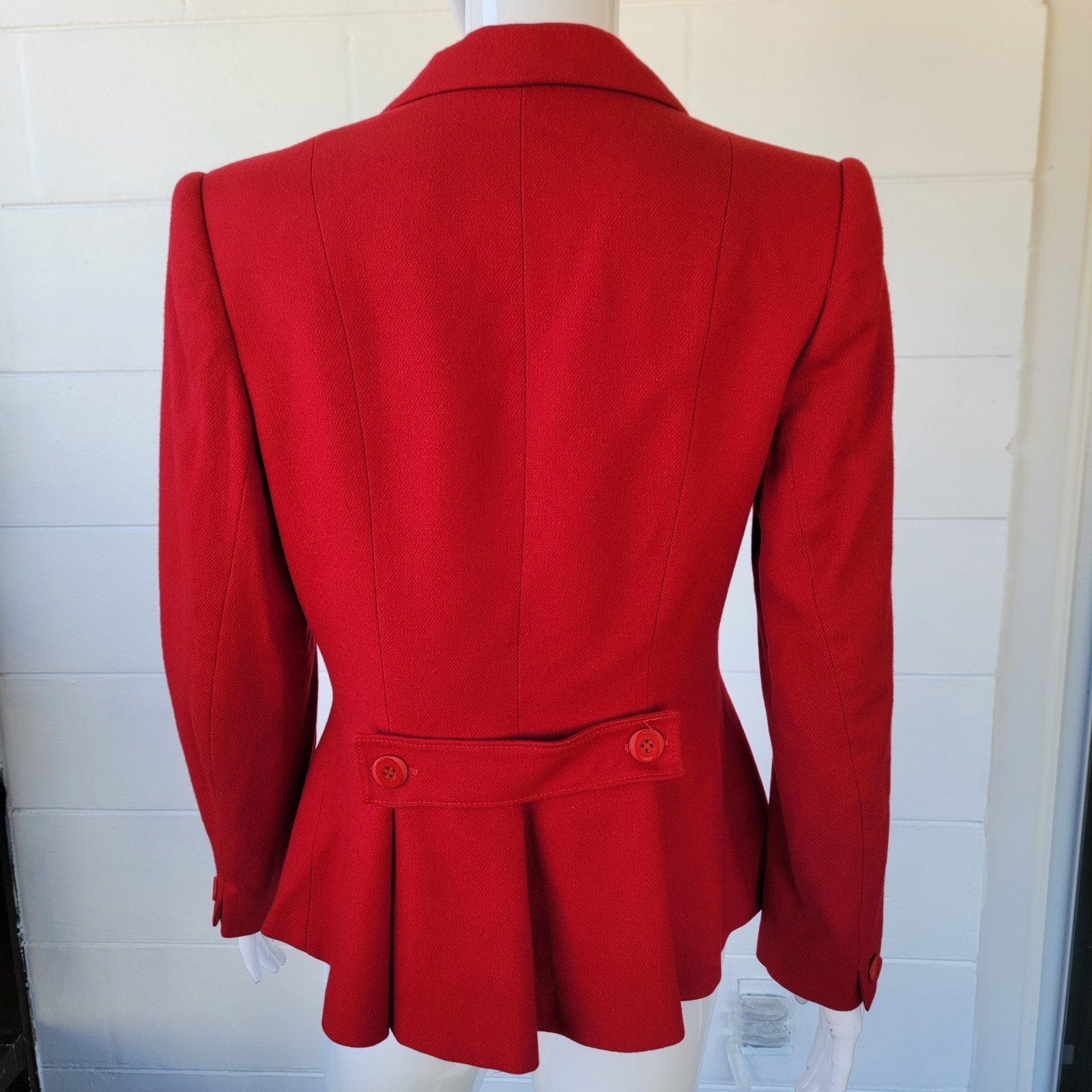 Vintage Red Double-Breasted Blazer Collared Flared Hem Women’s Size 8/S