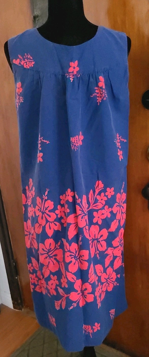 Vintage Ui-Maikai Hawaiian Dress 40B 48W Surfer Girl Tiki Luau Sundress
