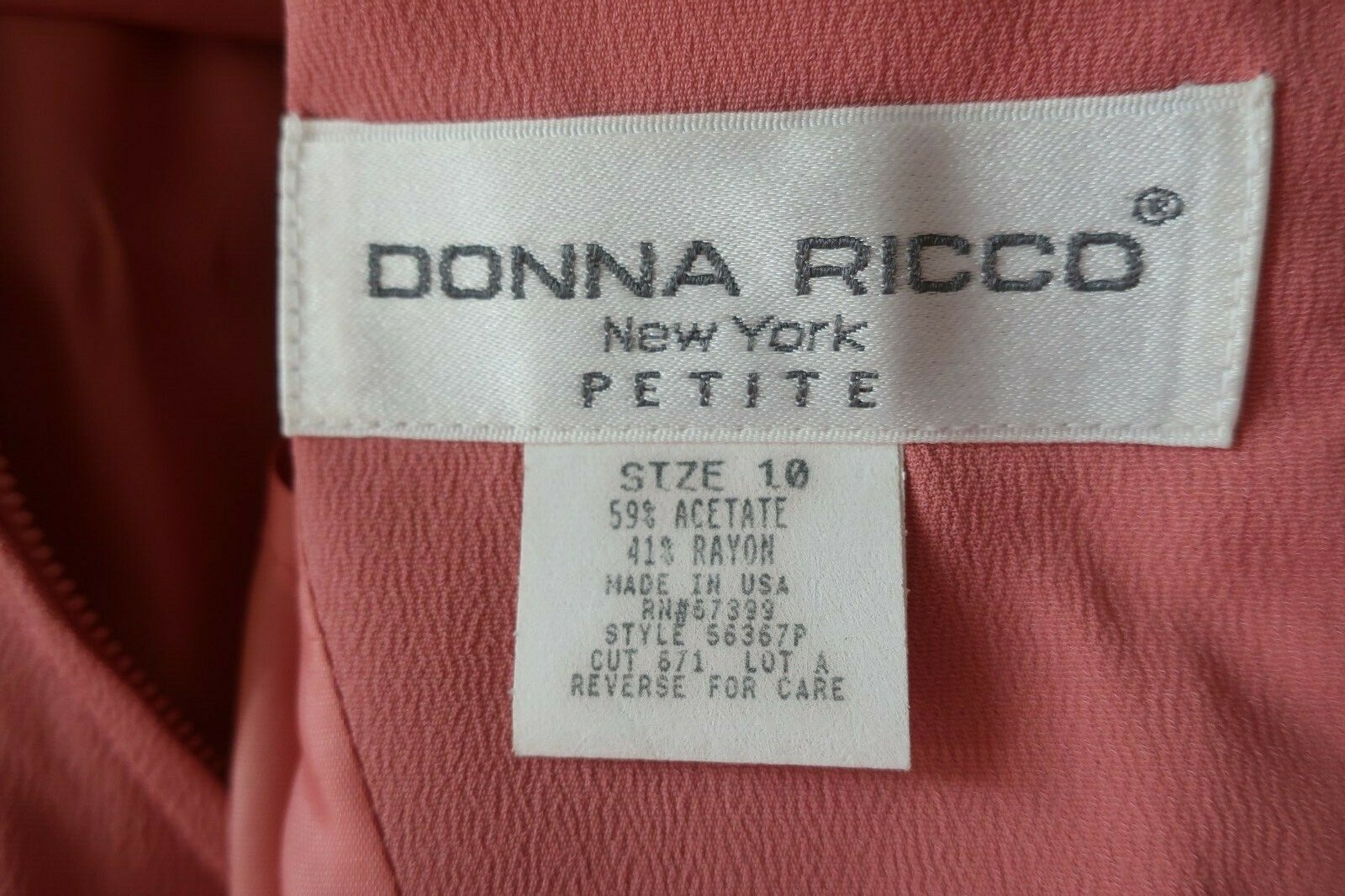 Donna Ricco Pink White Wrap Belted Evening Cocktail Dress Sz 10P USA Made