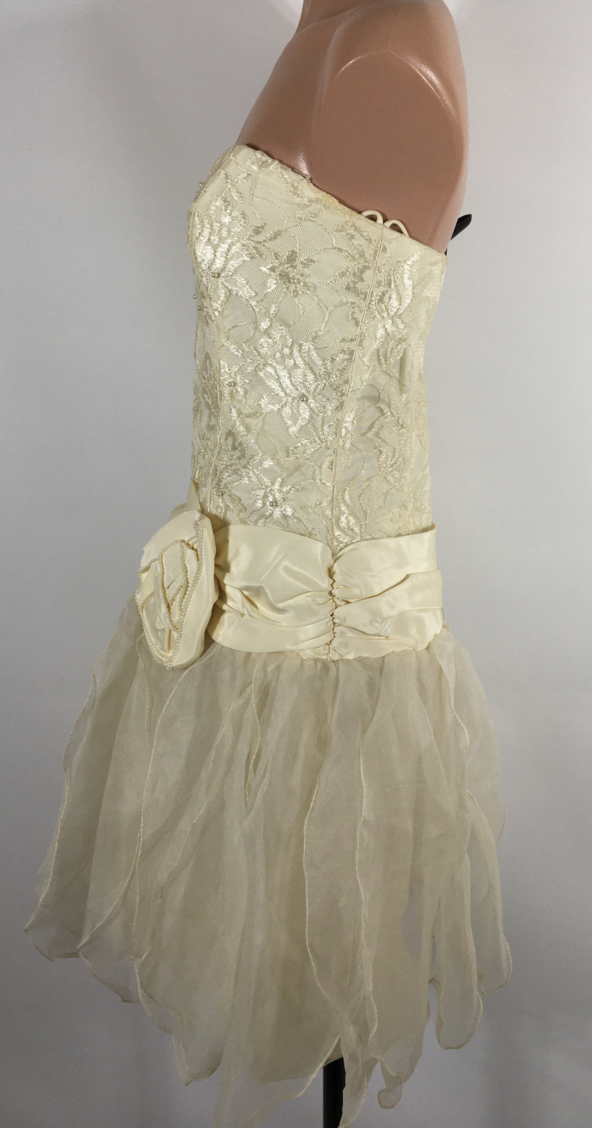 1970 1980s Bubble Wedding Formal Dress Nancy Bracoloni Party Prom Ivory Lace 4