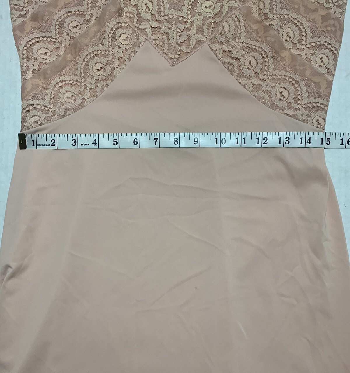 VTG Gotham Gold Stripe Nylon Lingerie Slip Lace Detail Pink Beige Size 36