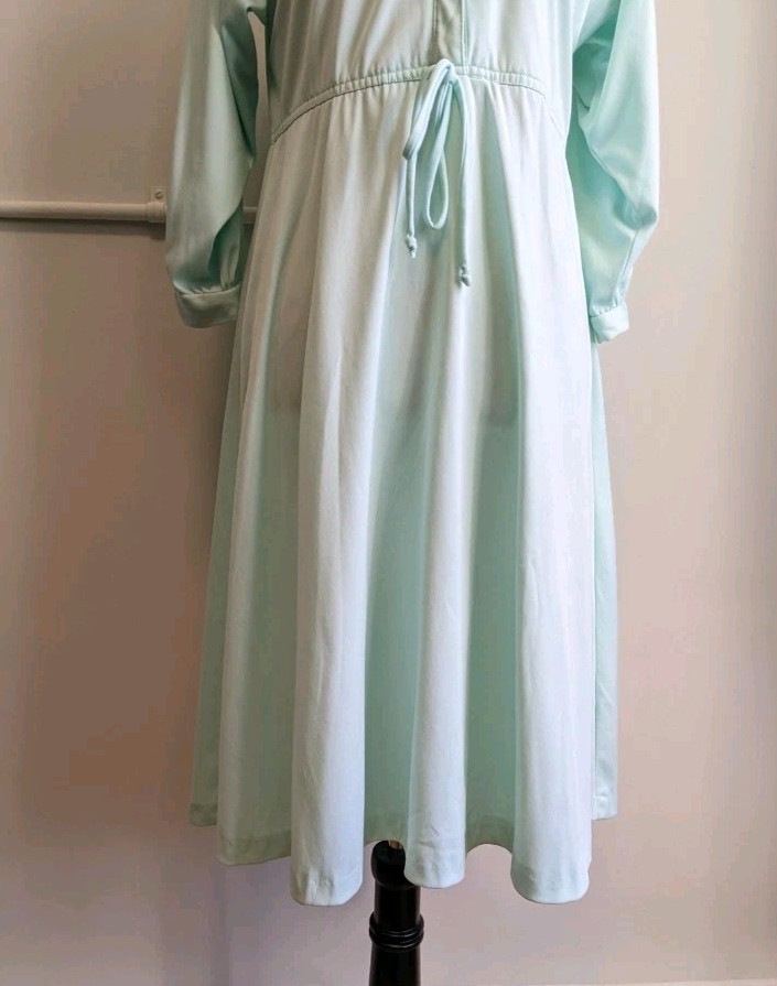 Vintage 70s Prairie Dress Womens Large Mint Green Long Sleeve Cottagecore