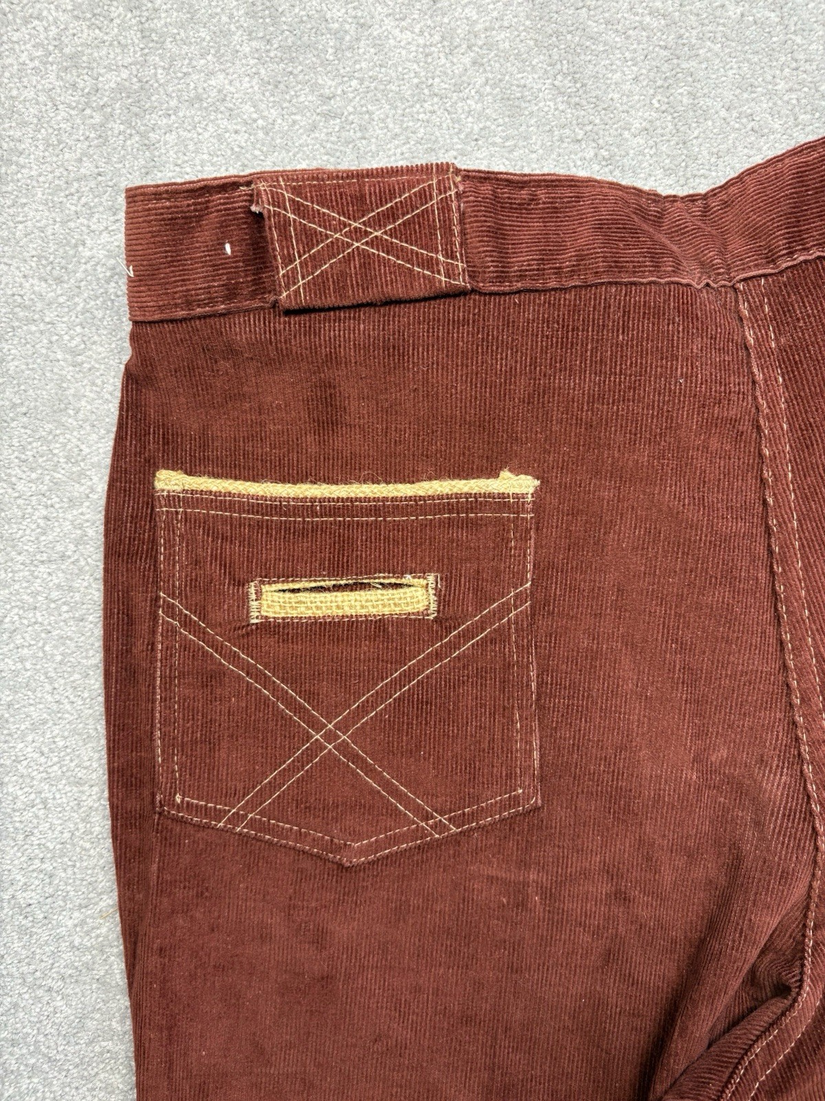 1960s Flare Corduroy Bell Bottoms Rust Red Vintage Talon Zipper Size 38×29