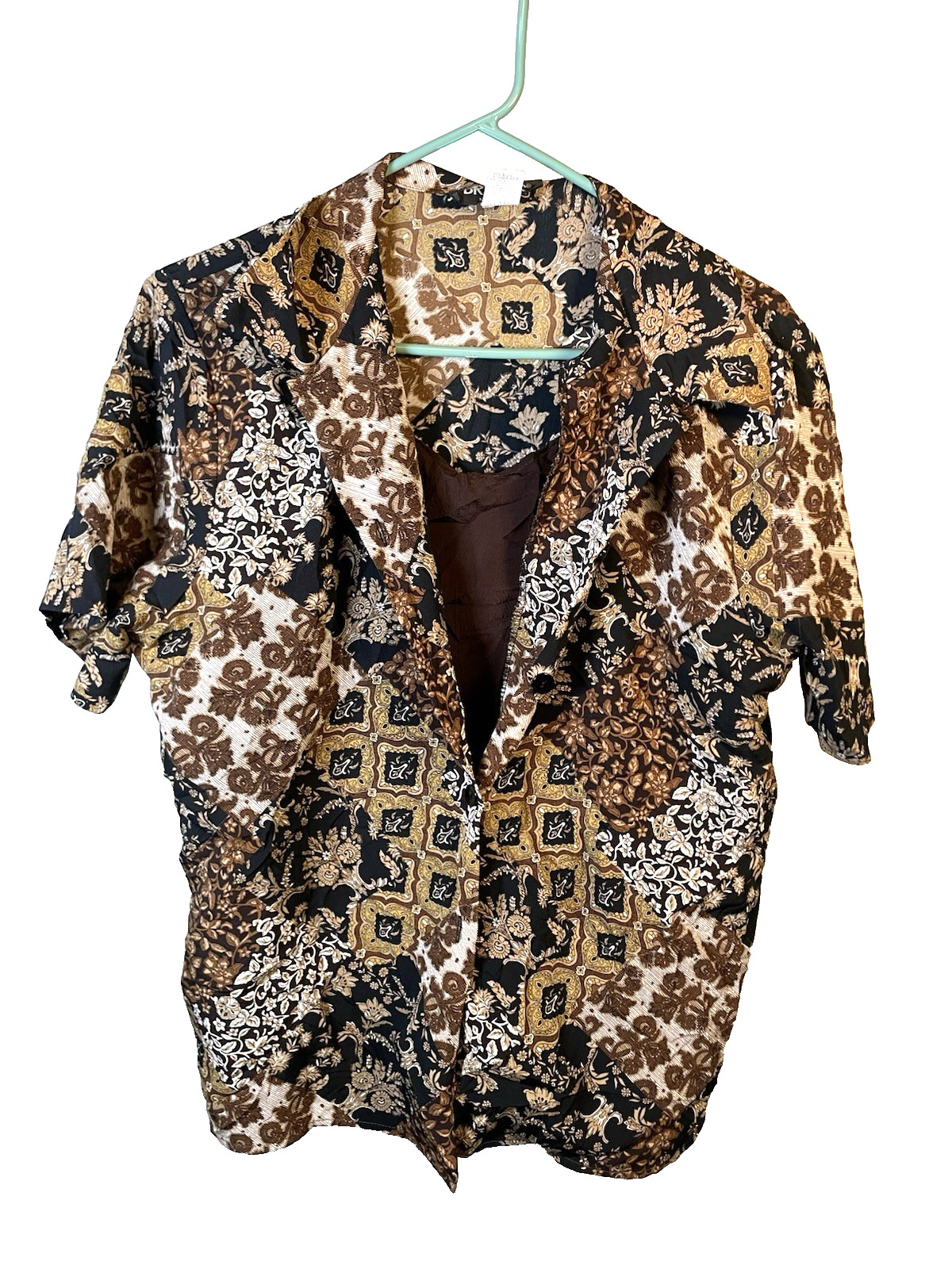 Vintage Briggs Women’s Button up Shirt Large USA Brown Layered Grunge Rave