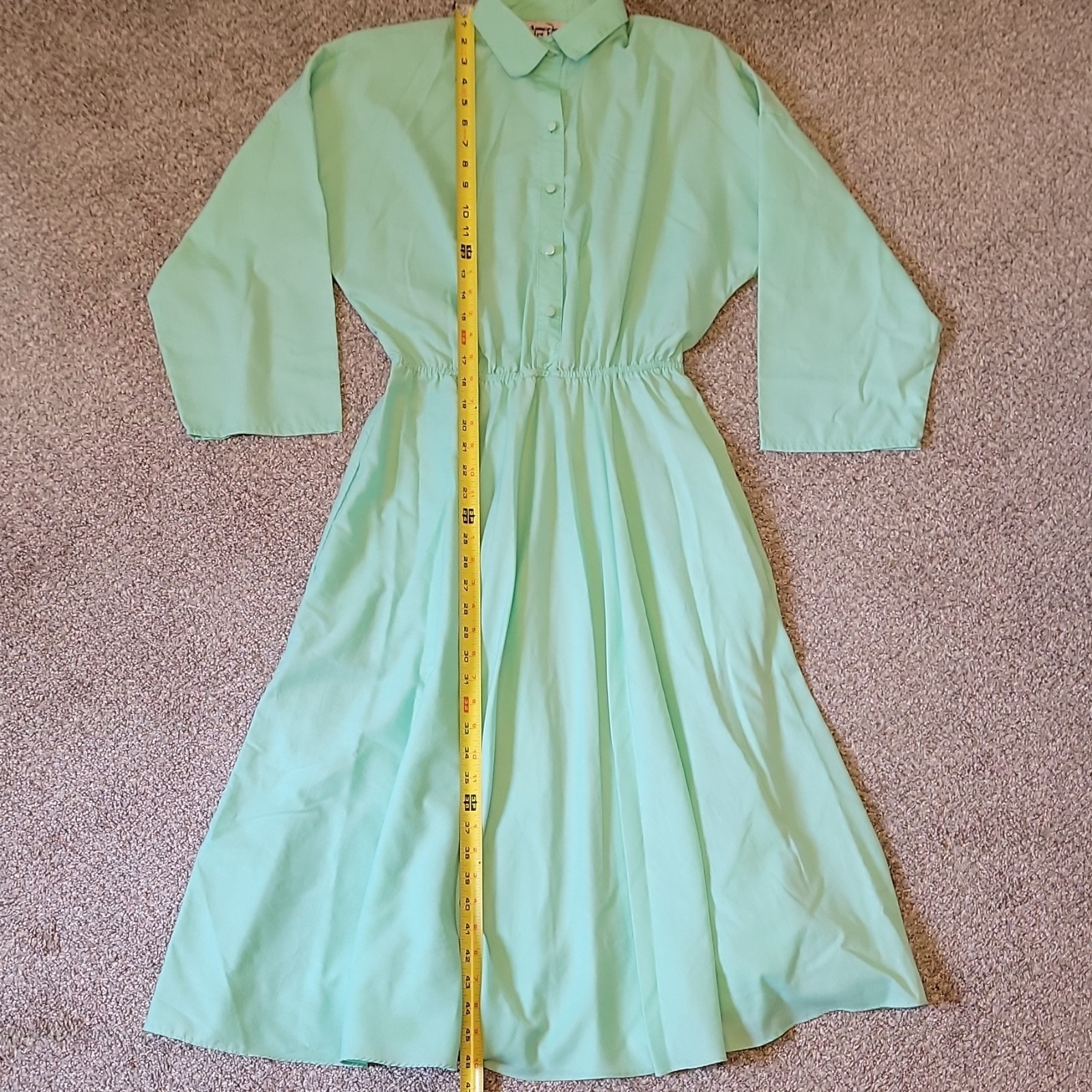 The American Shirt Dress 1980s Green Shirt Dress Size 11/12 Vintage Made in USA
