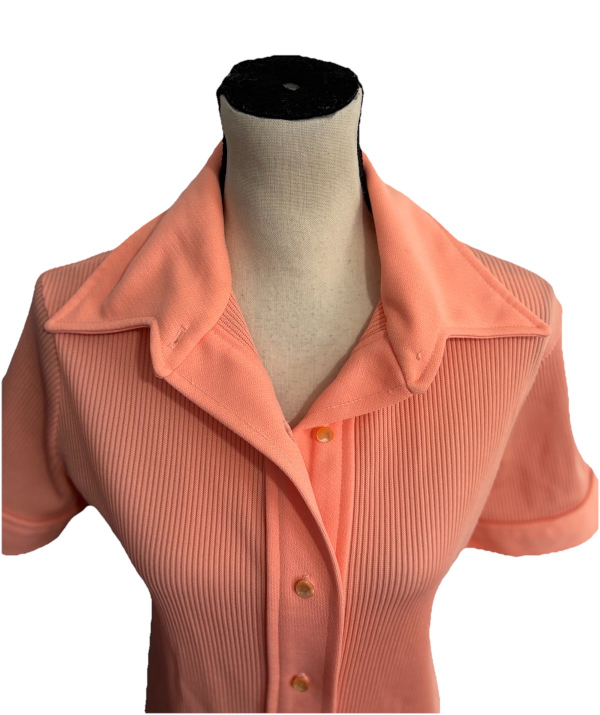 Vintage 70s Top Stage 7 Women’s Orange Shirt Blouse Pointed Collar XL