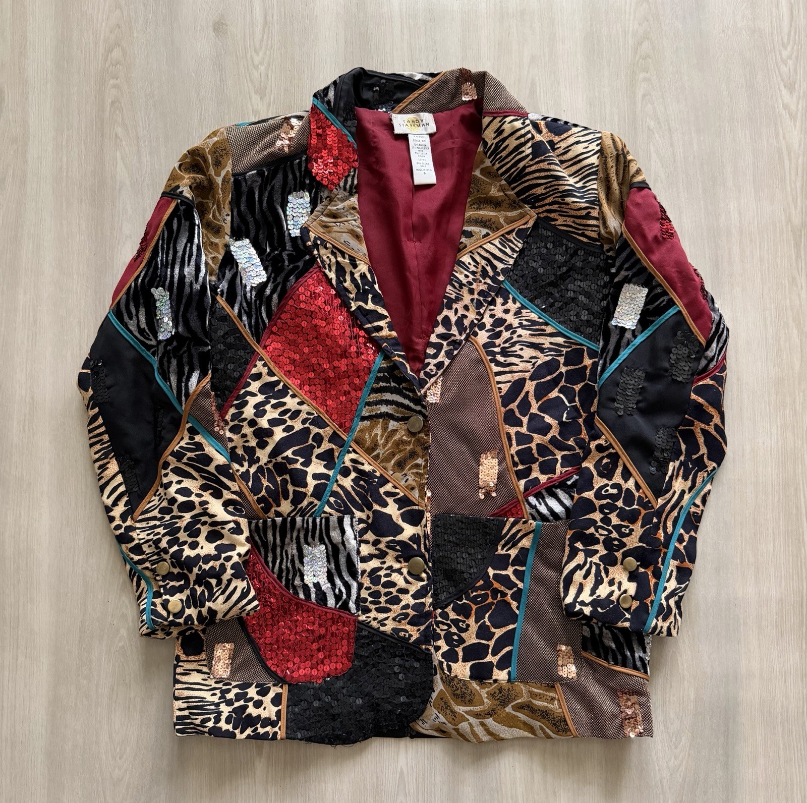 Vintage Sandy Starkman Mixed-Media Wearable Art Animal Prints Sz S