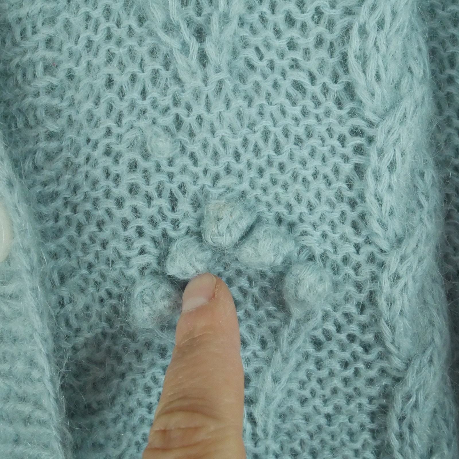 Vintage M Cardigan Mohair Blend Bobble Cottagecore 90s Pastel Blue Oversized