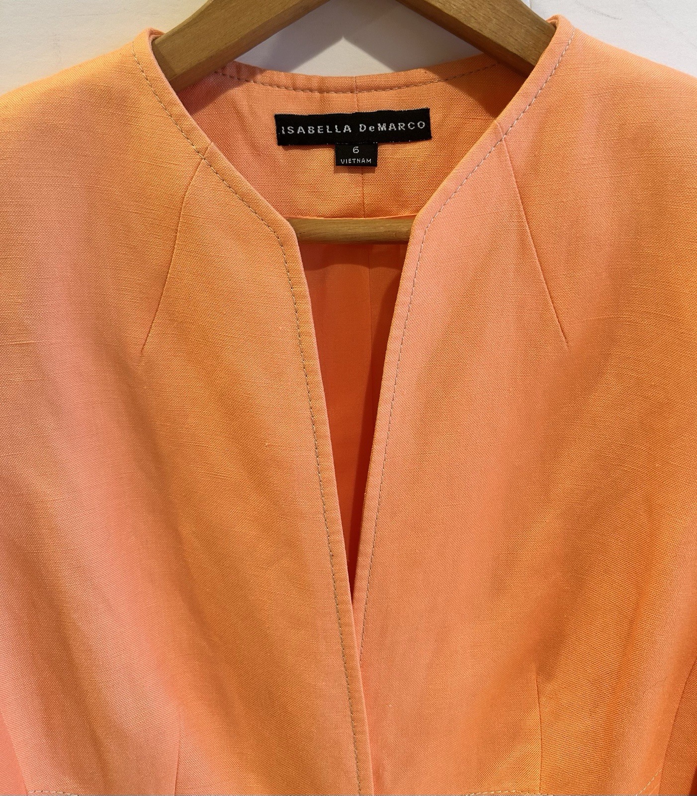 Isabella DeMarco Women’s Peach Coral Blazer with Snap Button Closure, Size 6