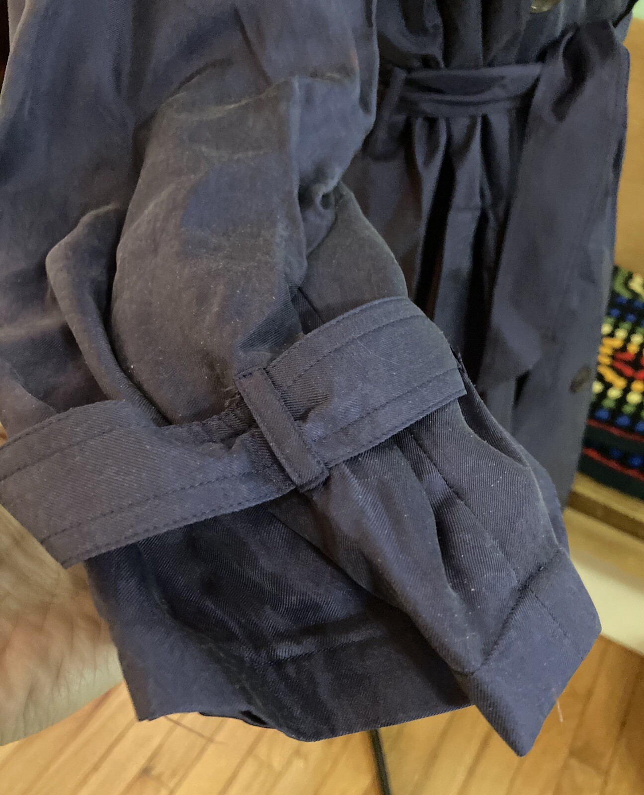Vintage NOS 90’s Clifford & Wills Blue 100% Silk Trench Coat Sz. Large