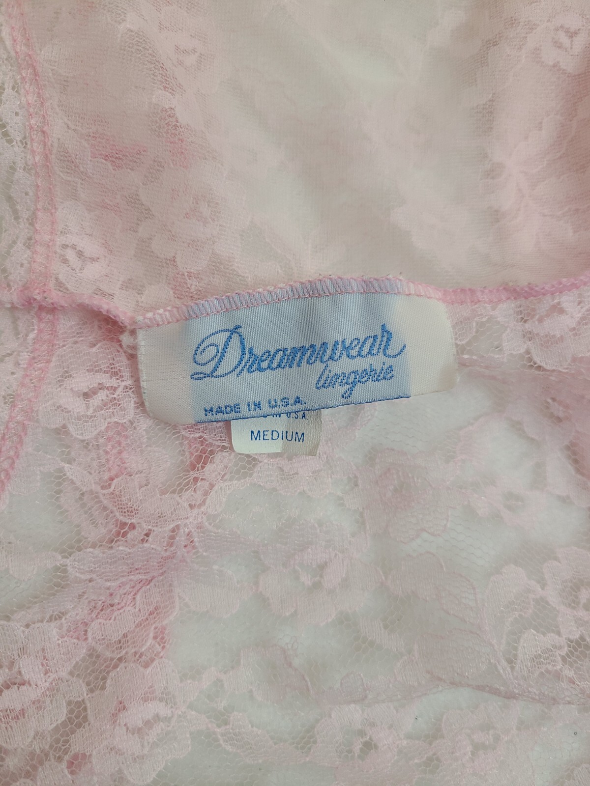 VTG 70s Dreamwear Lingerie Lace Ruffle Teddy Bodysuit Size M – Baby Pink