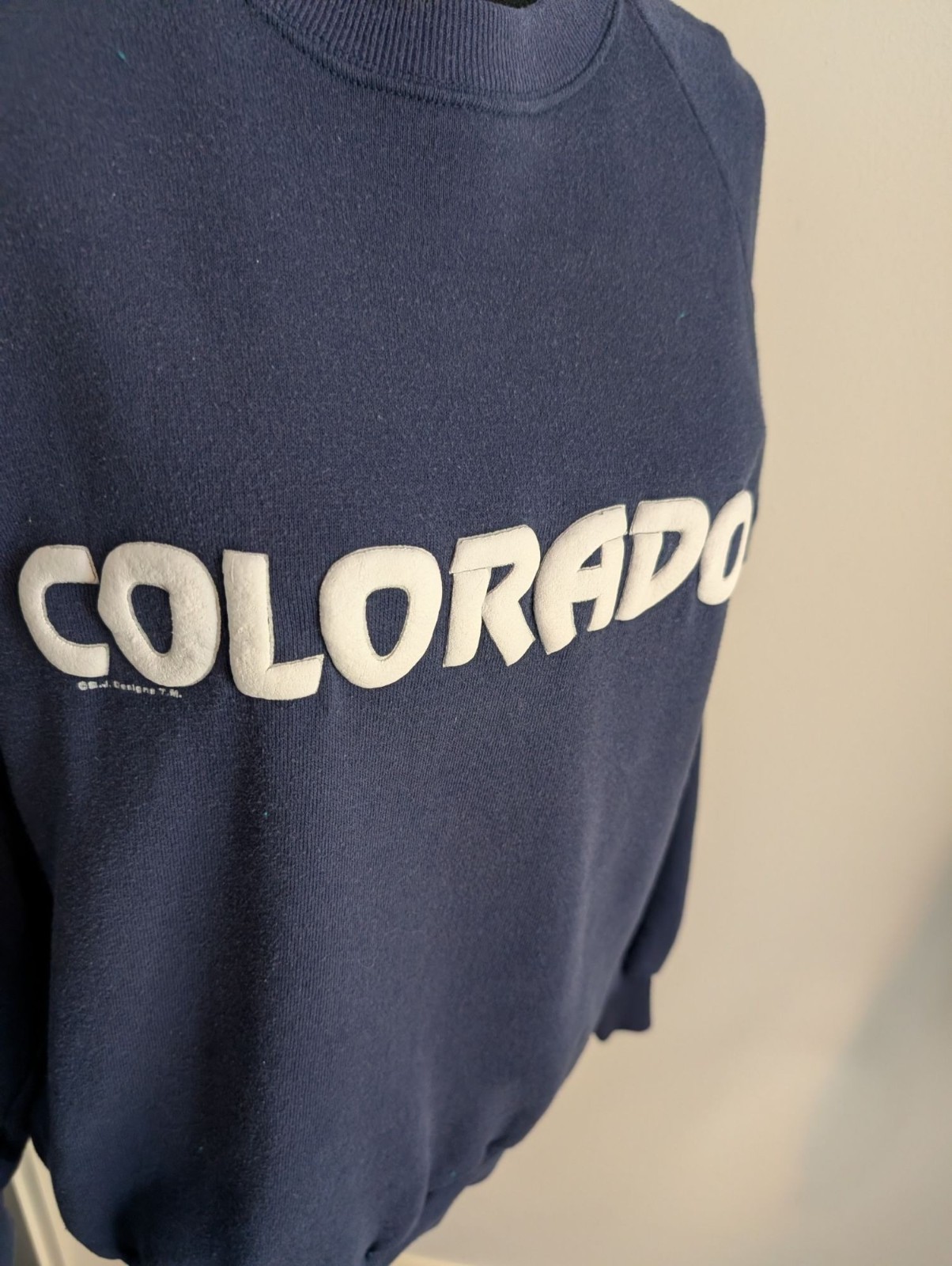 Vintage 90s Jerzees 50/50 Navy Blue Colorado Raglan Sweatshirt XL – Made In USA