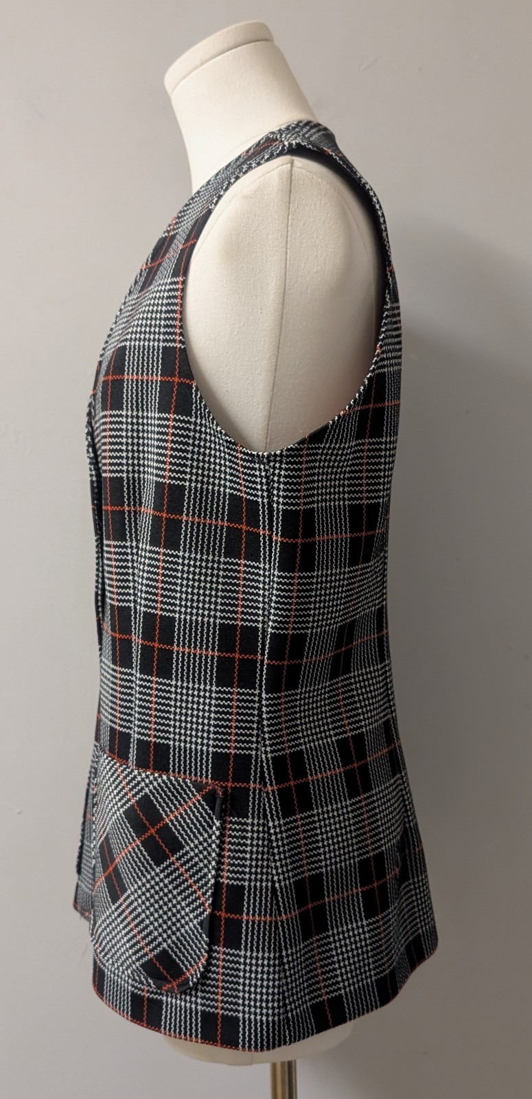 Vintage 70’s Queen Casuals Vest & Pants Set Houndstooth Plaid M Petite