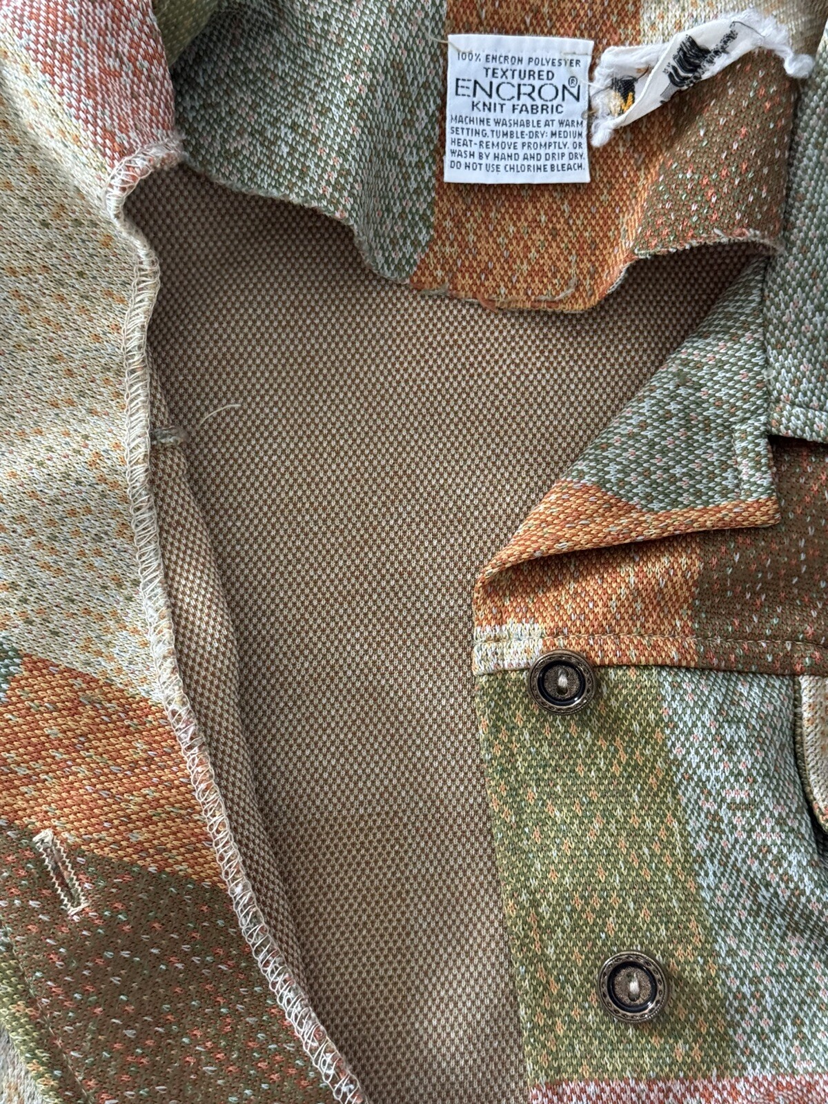 Vintage Marty Gutmacher Textured Encron Knit Fabric Button Up Shirt