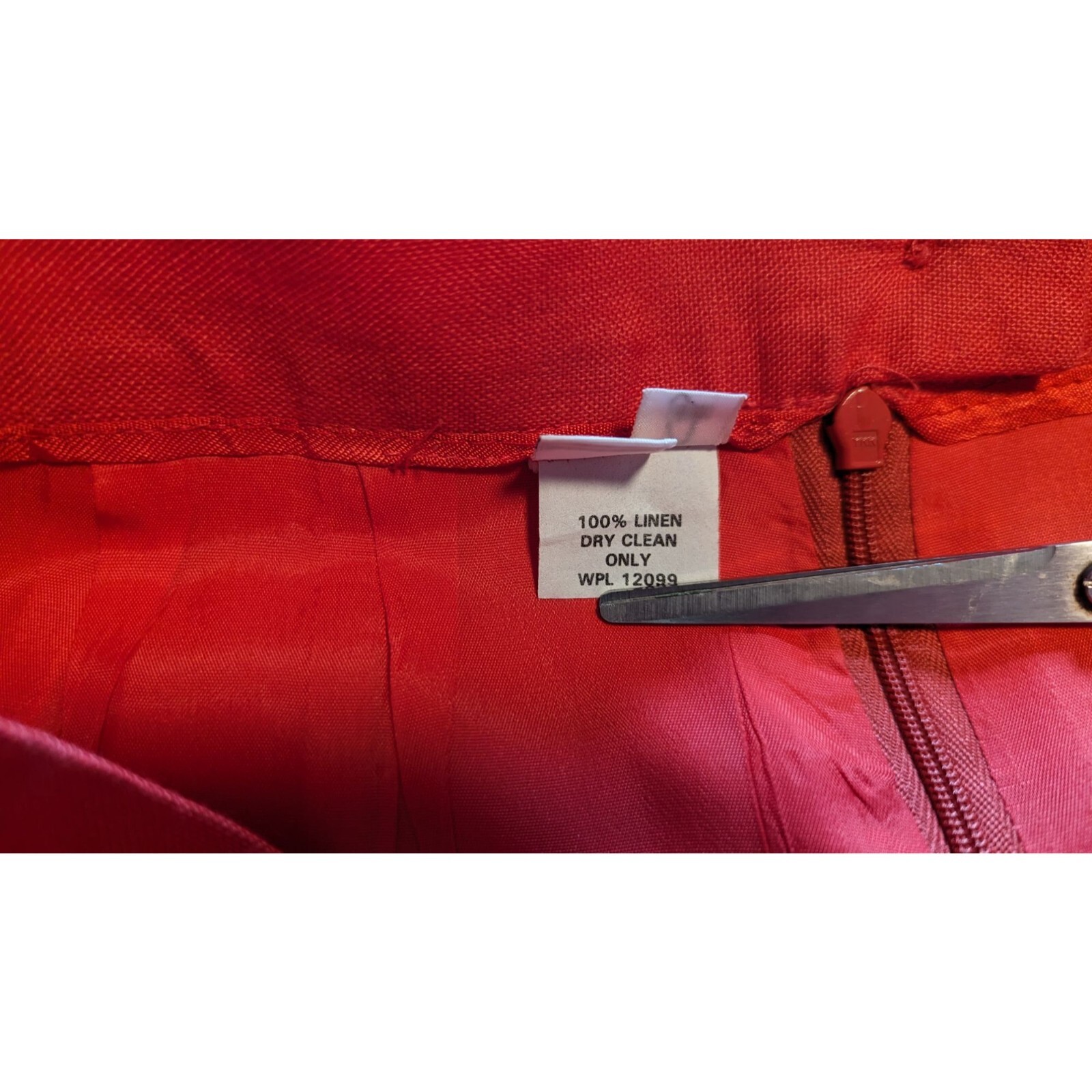 Vintage Unbranded 100% Linen Bright Coral Pink Skirt 29×20 (6/8) Made in USA