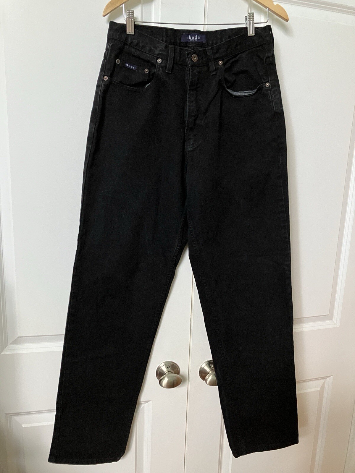 Vintage 90s Ikeda Black Straight Leg Dad Jeans Womens 30 Y2K Classic Denim Mom