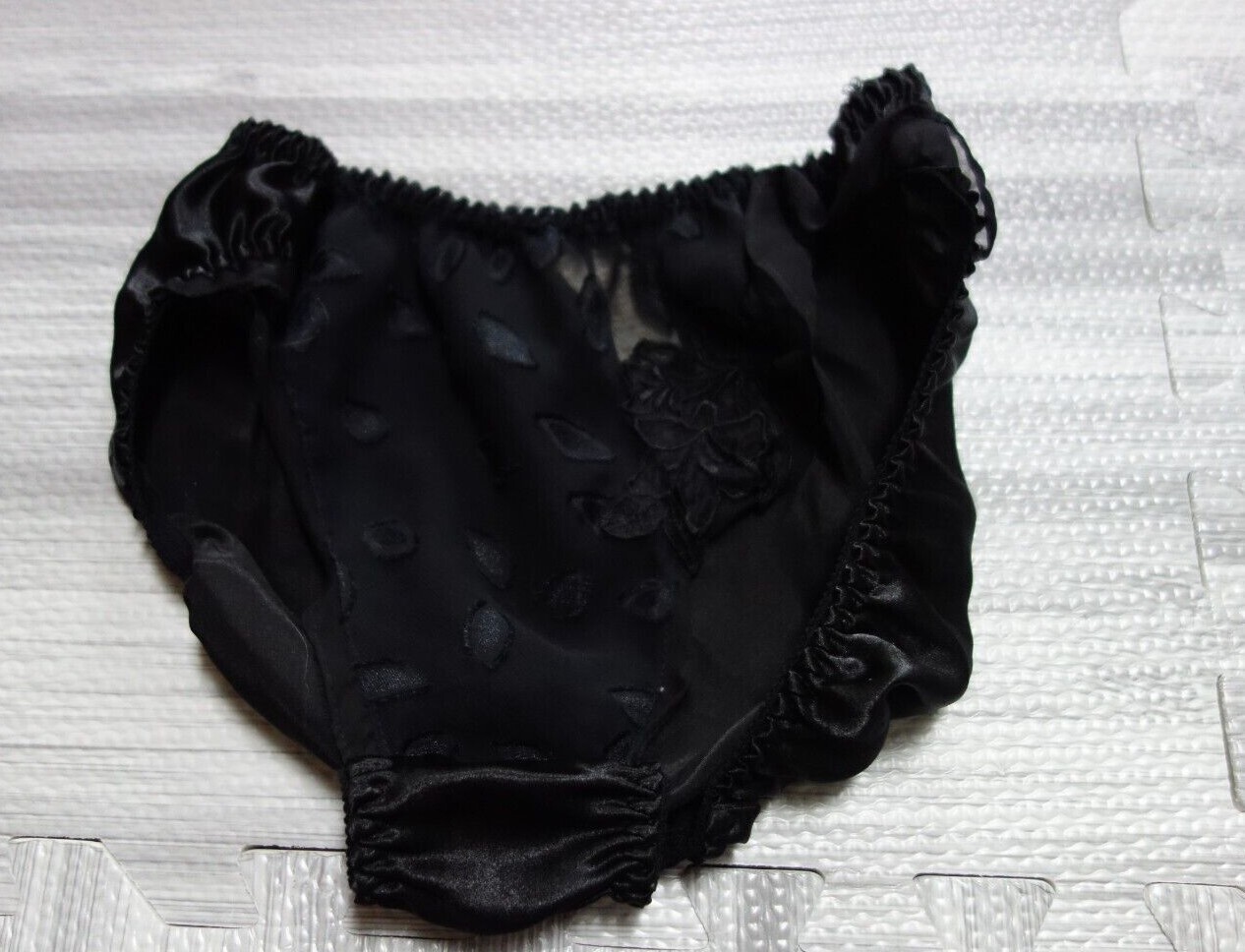 Vtg Gold Label Victoria’s Secret Panties Satin Lace S Wet Look Chiffon Panel