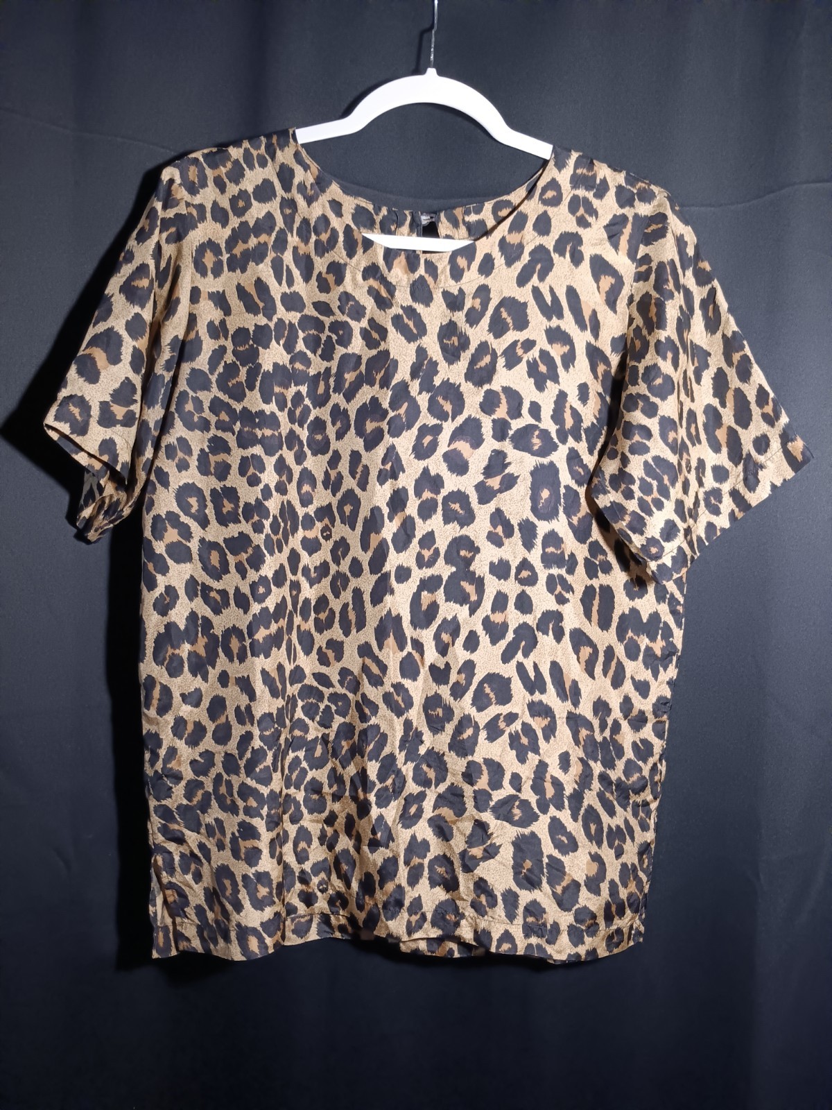 Vintage Stunt Collection 100% Silk Leopard Print Top Women’s Small Flowy Chic