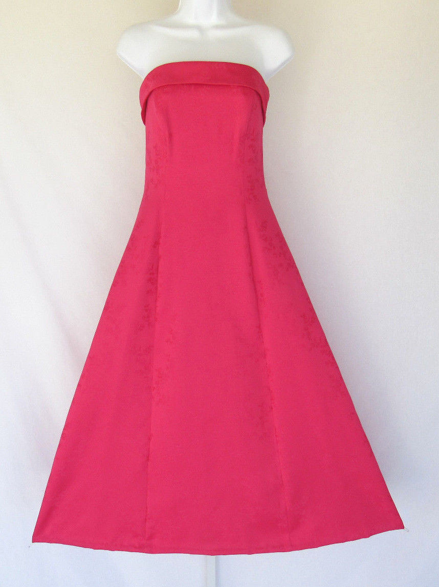 VINTAGE 1980s 90s ROBERTA COCKTAIL PROM DRESS MAGENTA PINK SHAWL FLOWERS