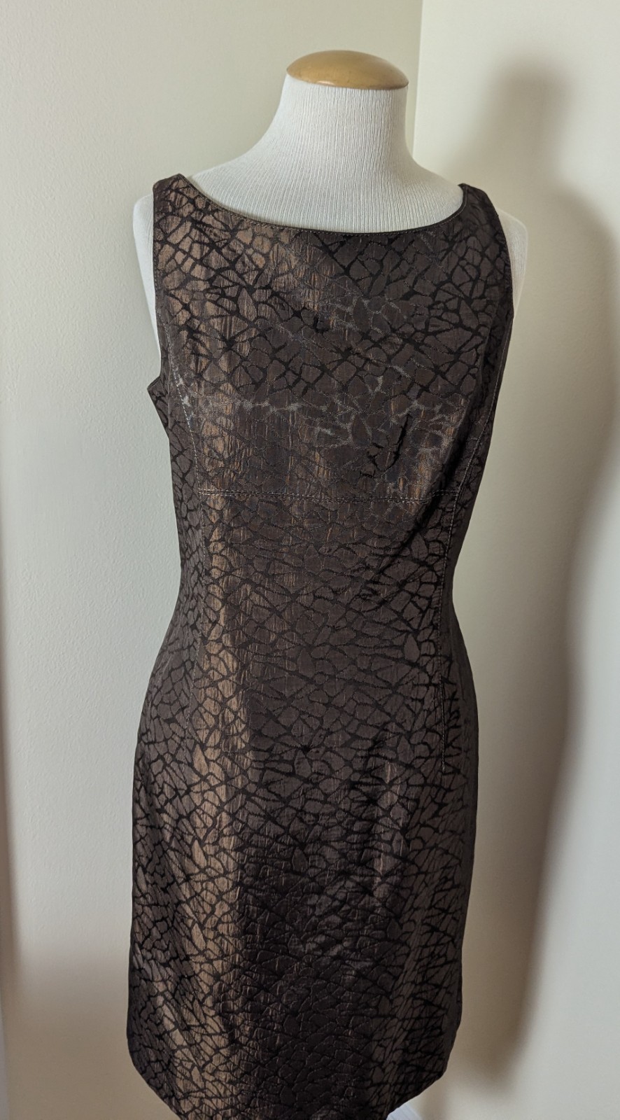 Vtg Rare 90s Y2k Designer Alberto Makali Womens Dress Brown Snake Animal Sz 12