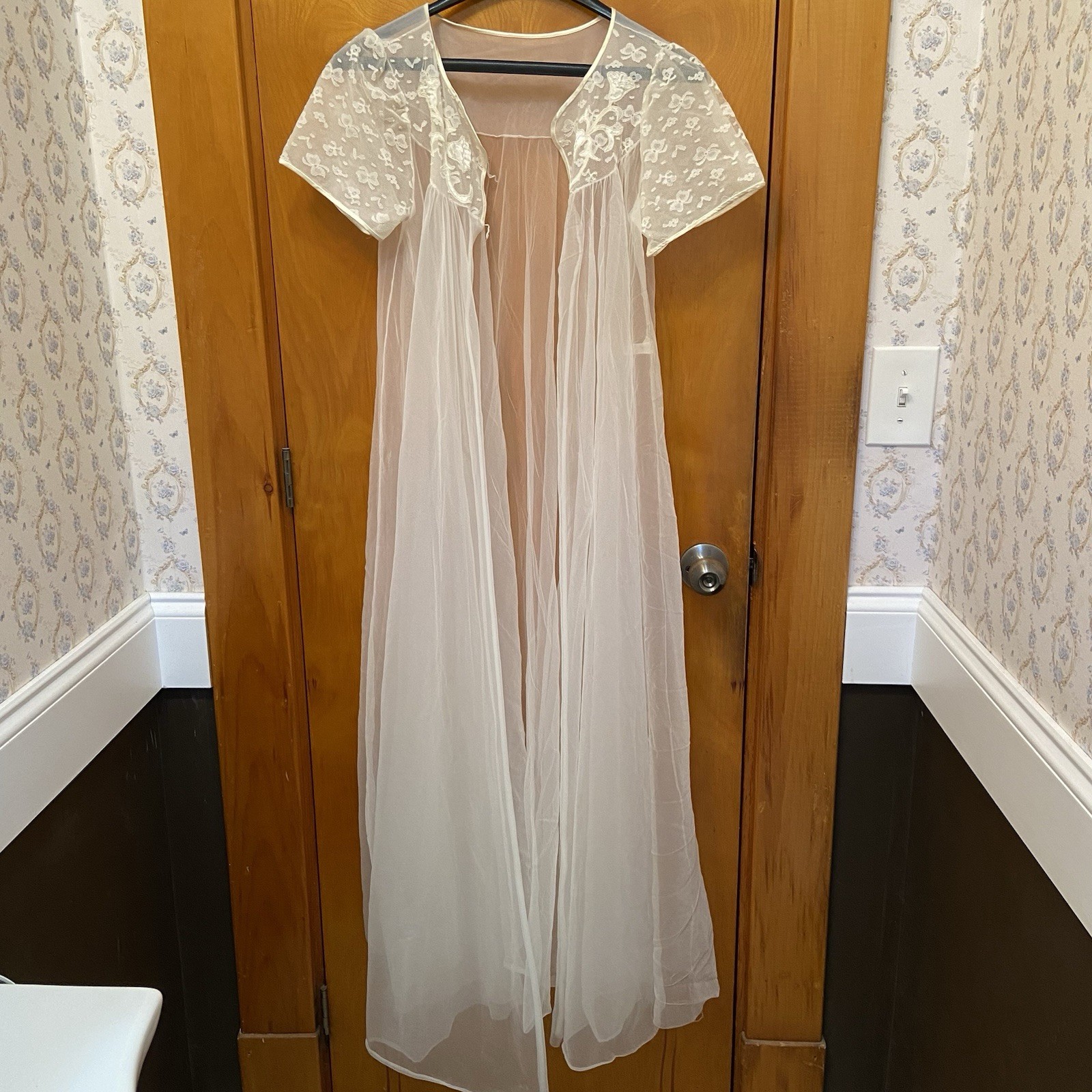 Vintage Sears Nightgown & Sheer Robe Long Size Small 28/30 Bridal Slip Dress