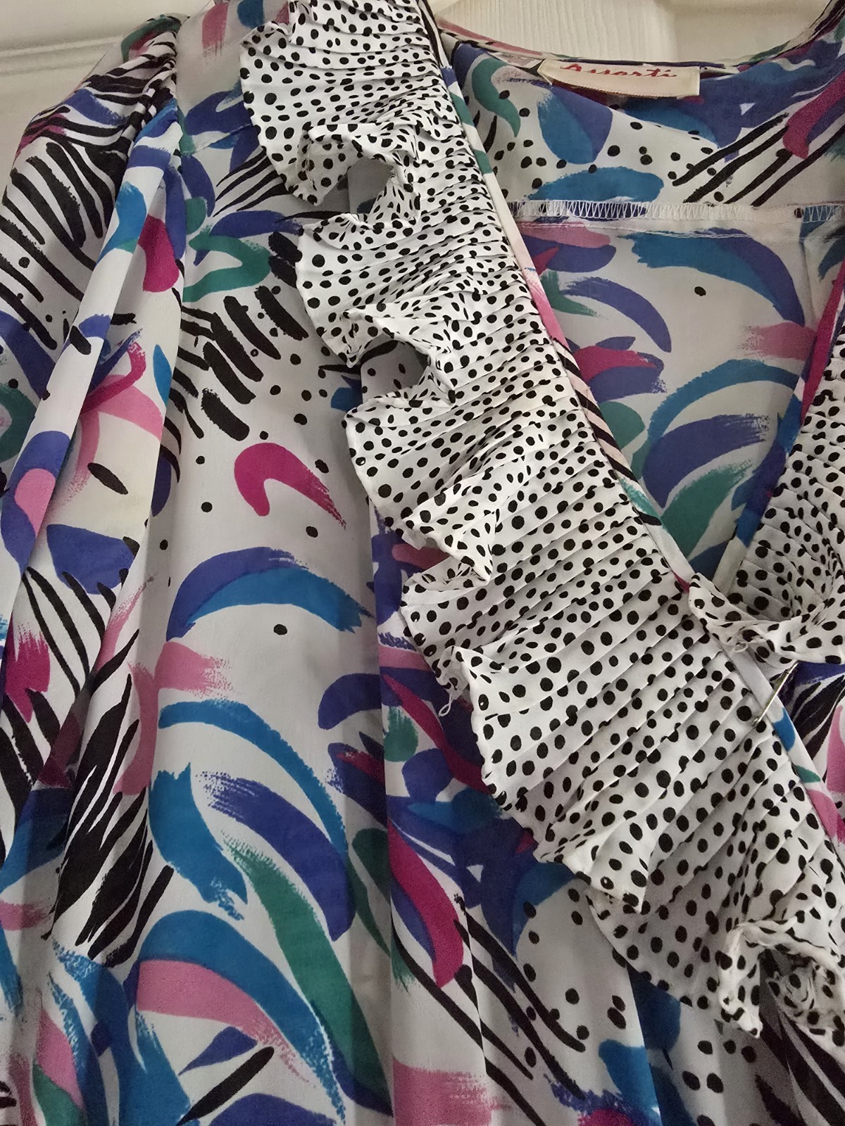 Vtg 1980 Assorti Susan Freis Size S Maxi Dress Multicolor Ruffle Smocked V Neck