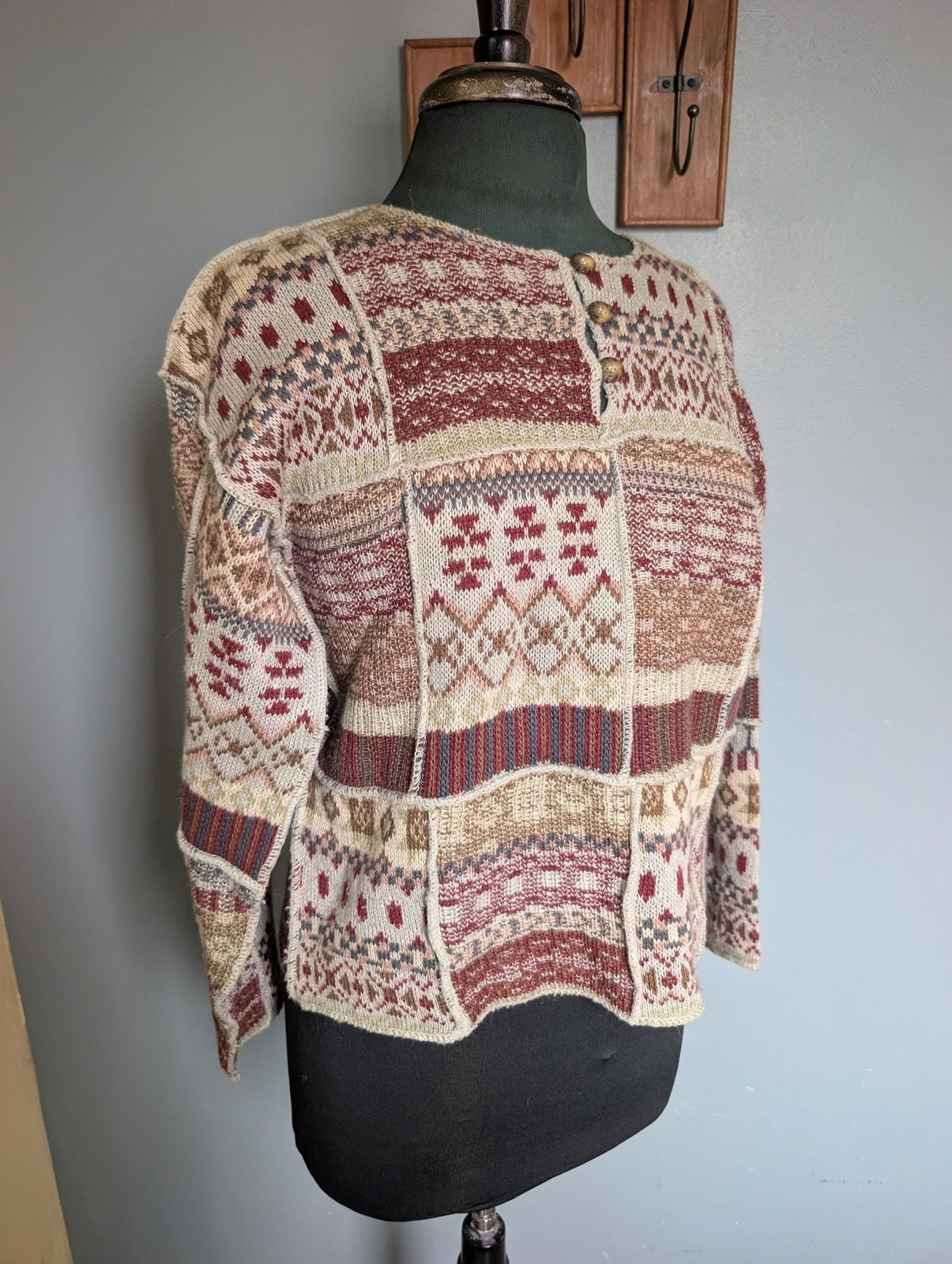 Vintage Patchwork Wool Blend Sweater