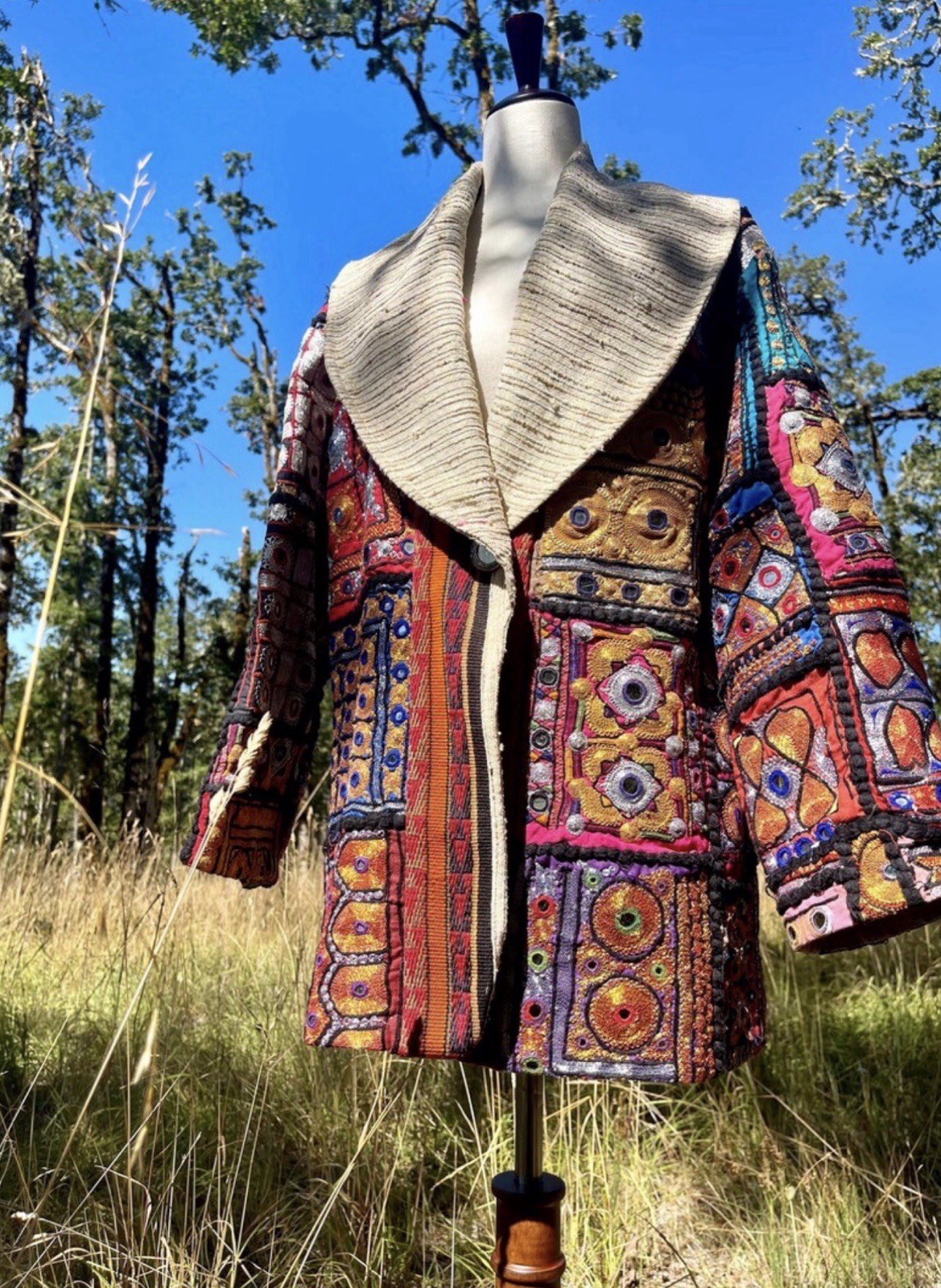 Banjara Indian Patchwork Mirrorwork Silk Colorful Rock n Roll Festival Jacket