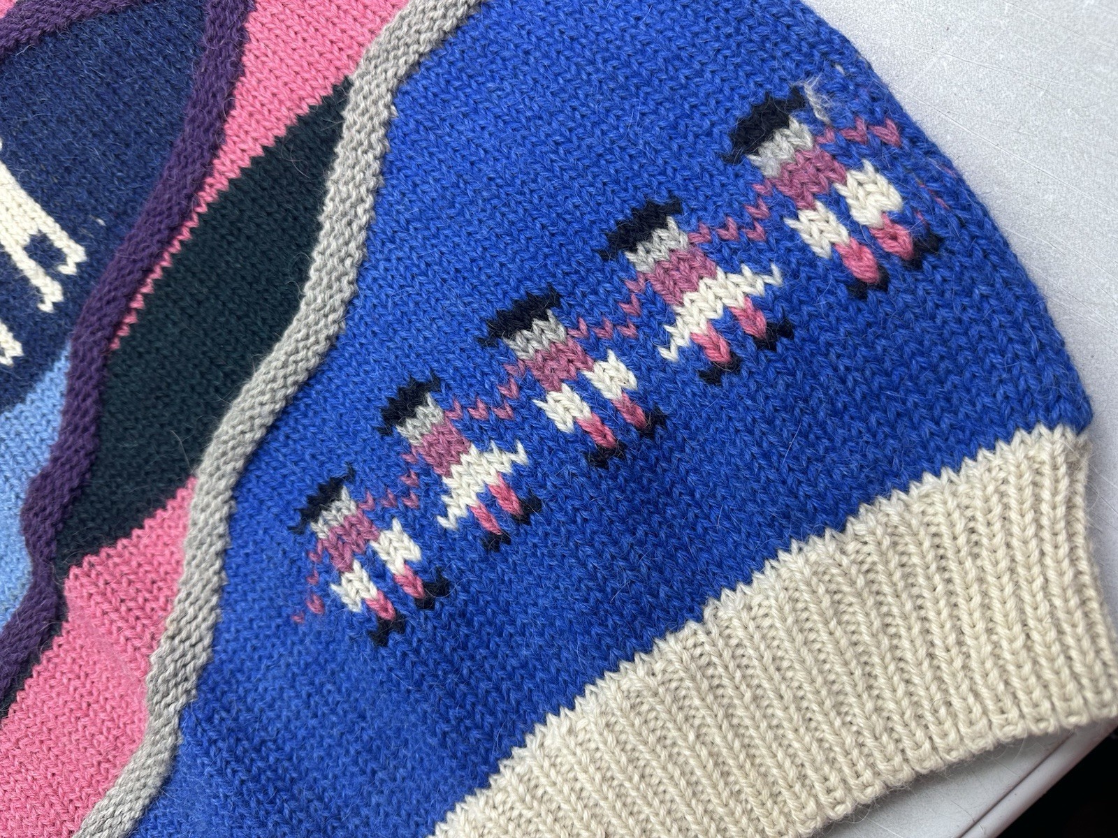 VTG Sweater Alpaca Wool Knit Cottagecore Color Geometric Tribal Folk Sweater XL