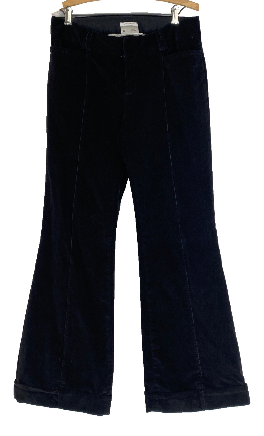 Vintage 1990s black BANANA REPUBLIC velveteen flare wide leg pants corduroy 8