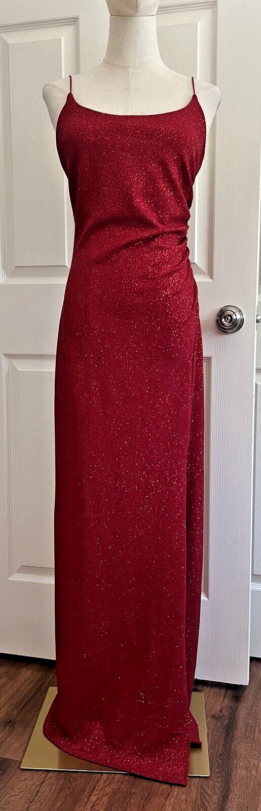 JODI KRISTOPHER Vintage 1990’s Y2K Red Sparkles Pullover Stretch Maxi Dress Sz M