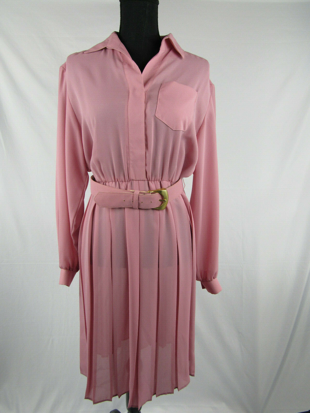 Willi of California Rockabilly Dress Size 8 Pink See Thru w Belt EUC 80s Vintage