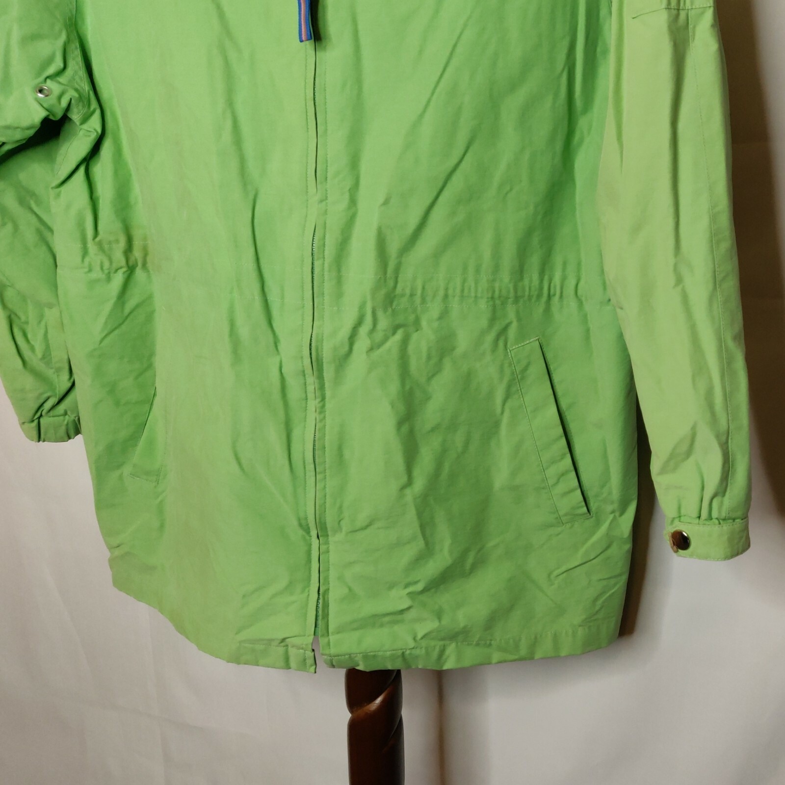 Studio Works Outerwear women’s M jacket green collar zip long sleeves 2 pockets