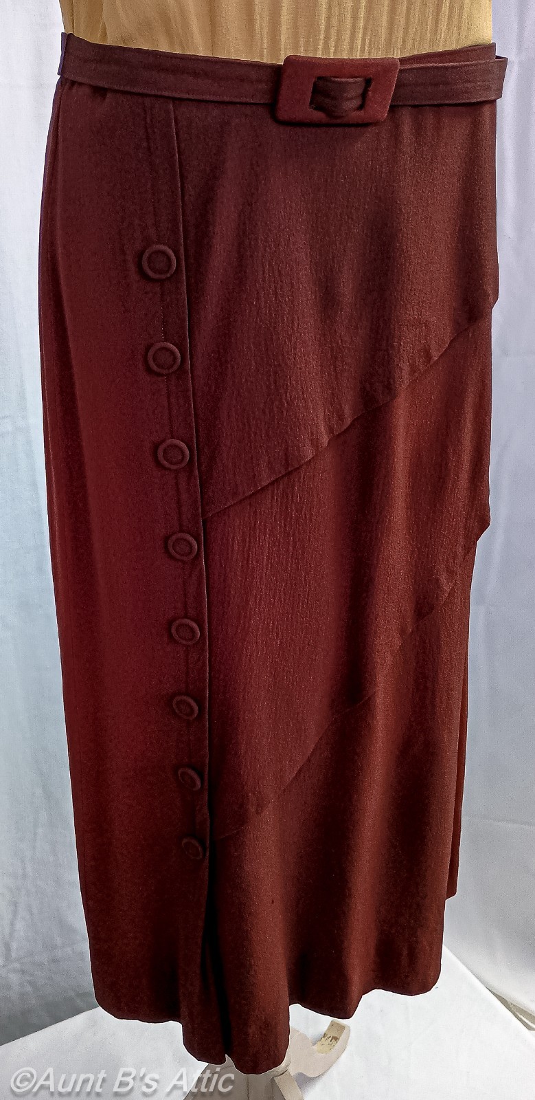 Vintage 40’s Demi Dell Originals 3Pc Br/Gold Rayon Crepe Dress Jacket & Belt LG