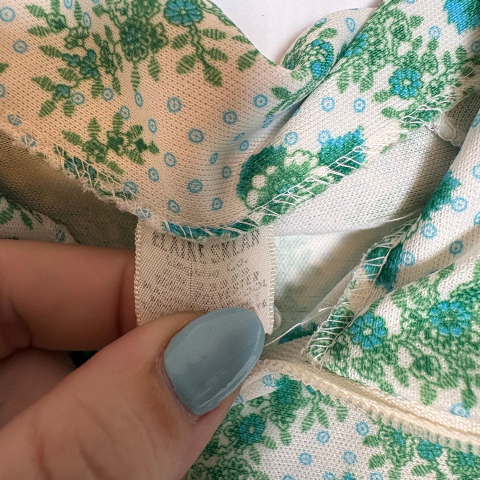 Vintage Elaine Sklar Green Floral Zip Front Maxi Robe Housecoat Pocket Small