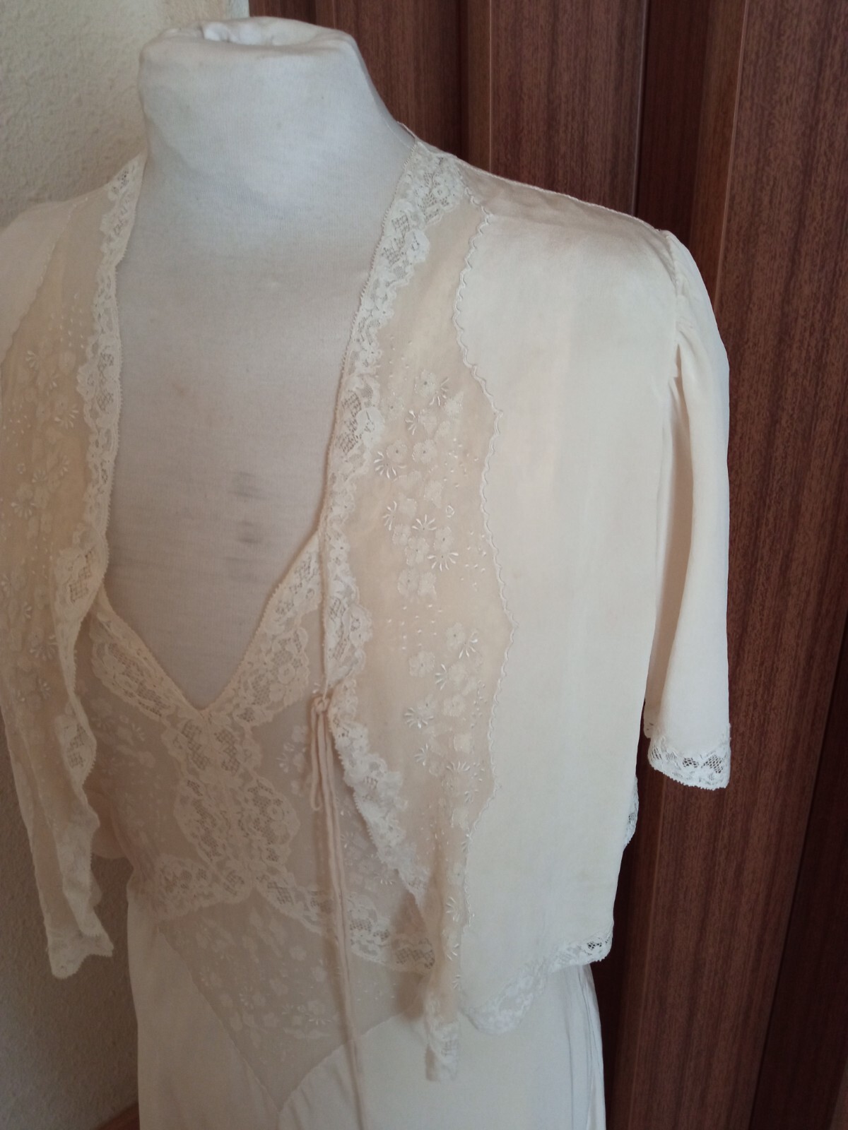 Vintage 1940s Bridal Silk Nightgown/Peignor Set – Honeymoon -S