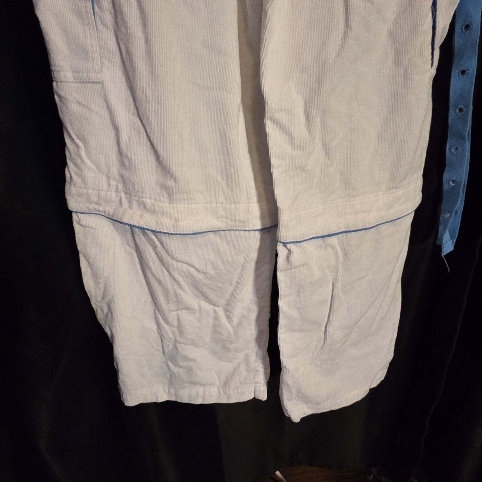 Vintage 90s Y2K Buggirl White/Blue Cords Baggy Wide Leg Pants Skater Rave Sz L