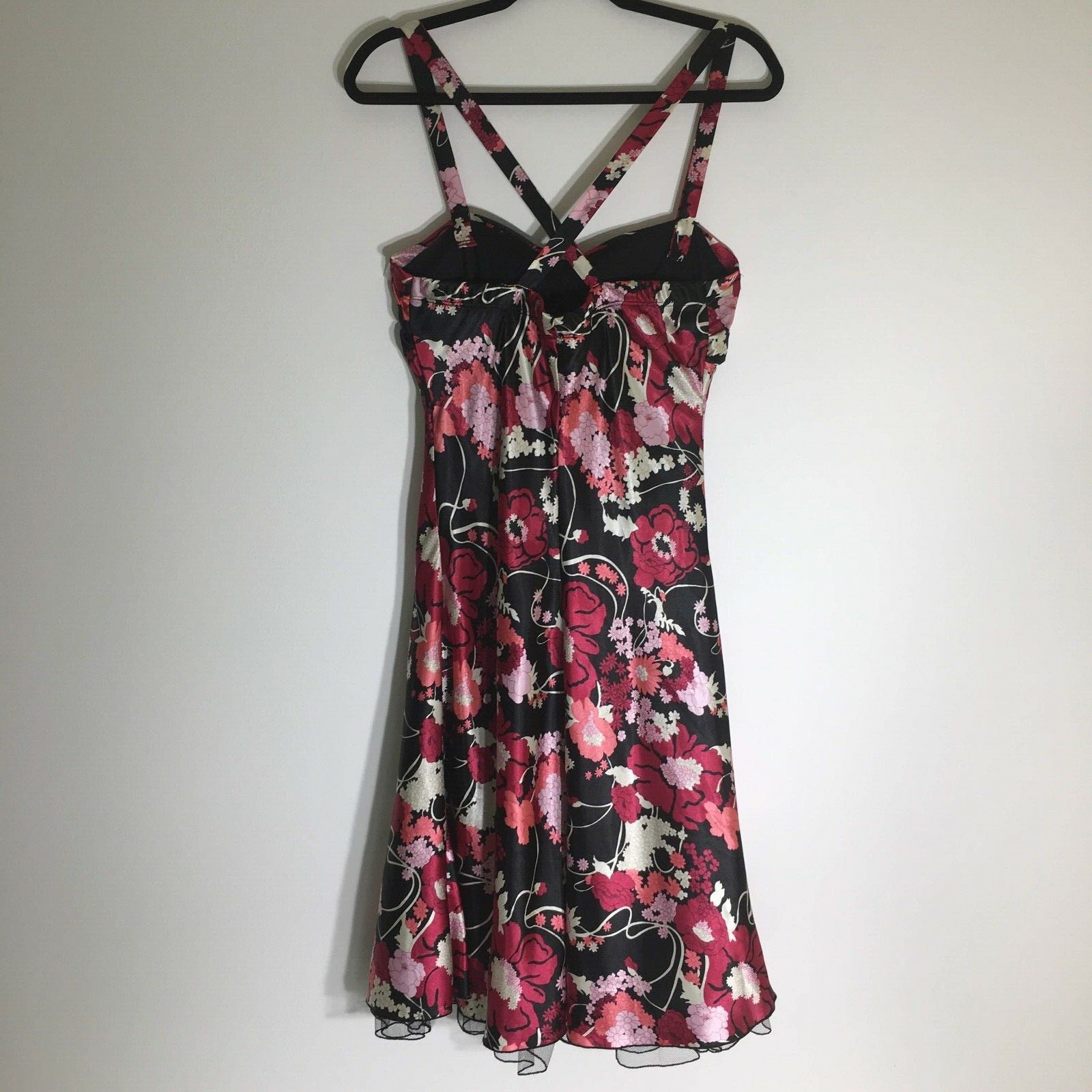 Vintage Speechless Womens Fit And Flare Dress Size 11 Pink White Black Floral