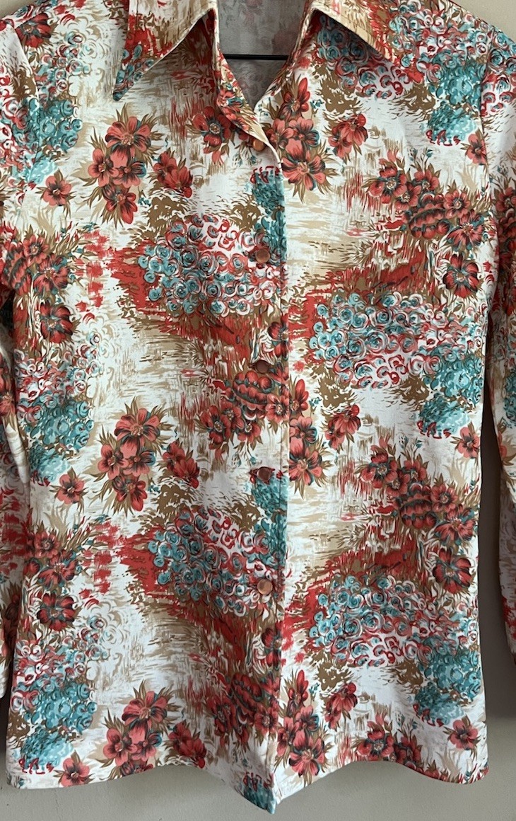 Vintage Blouse Jo Hardin Size Medium Top Shirt Dallas Colorful Disco 1960s