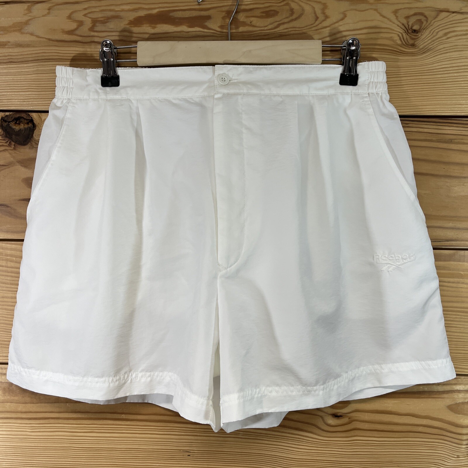Vtg Reebok Womens Shorts Large White High Rise Pleated Lining Polyester B165