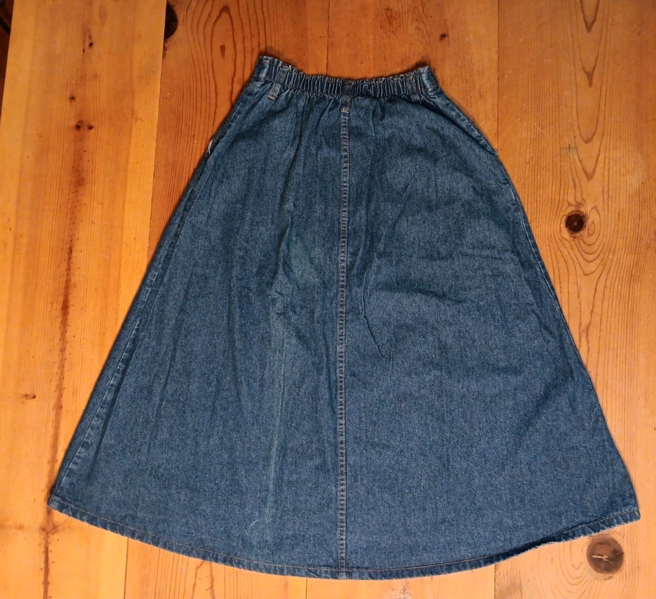 Vtg Classic Elements Midi Jean Skirt Women 12 Fits 6-8 Denim A Line Cottagecore