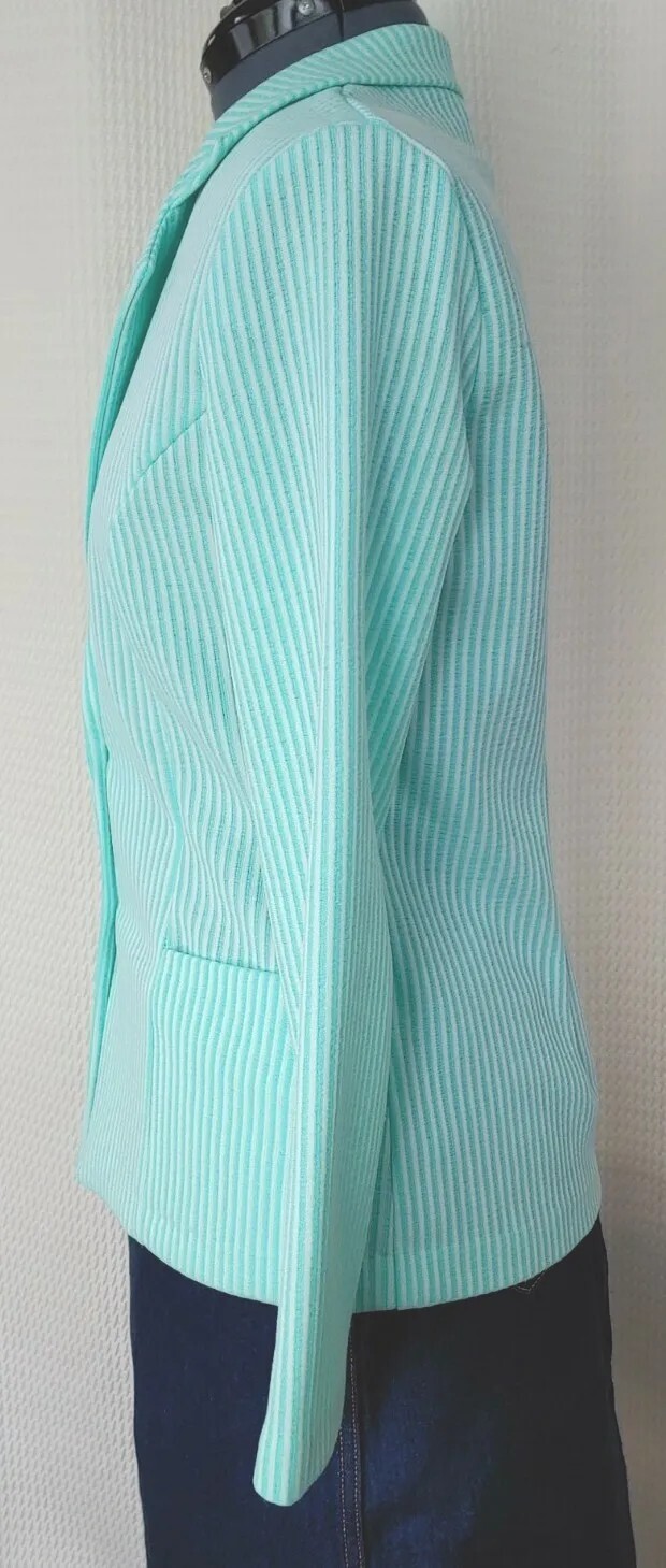 Vintage Unbranded Mint Green & White Striped Unlined Jacket Size 10