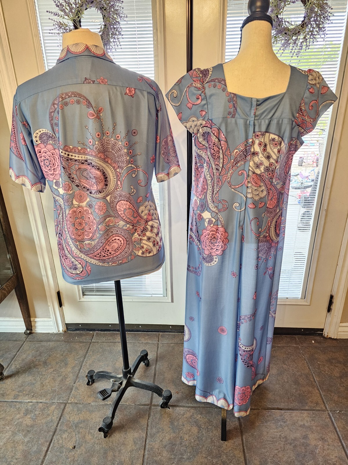 Vintage Ja-Na Of Hawaii Dress Maxi Muu Muu Shirt Set Floral Hawaiian Tropical