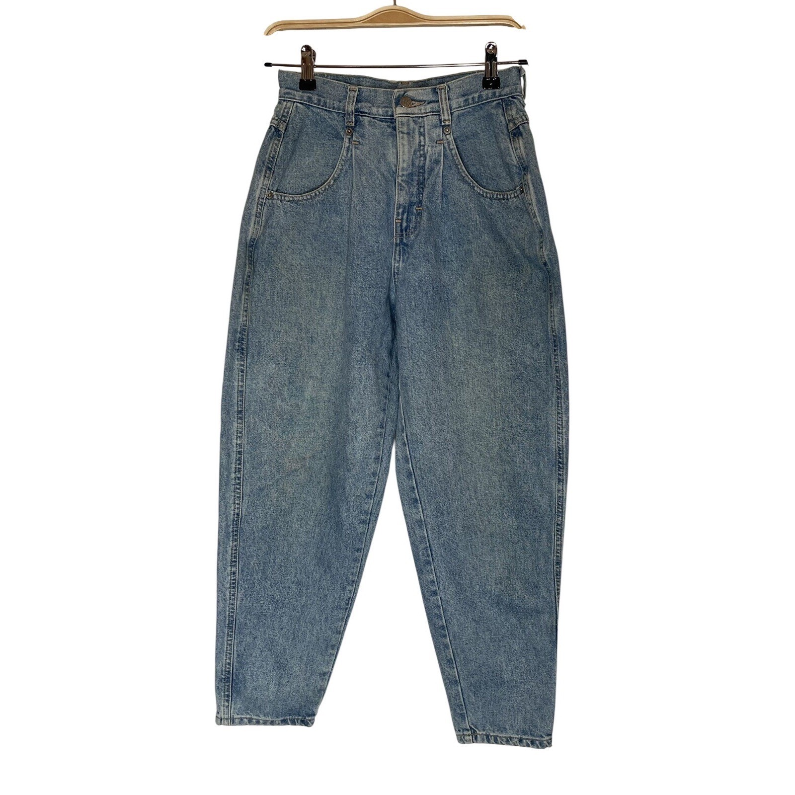 VTG 80s BRITTANIA Jeans Denim Petite SZ 5 High Waist Baggy Tapered ( See Flaws