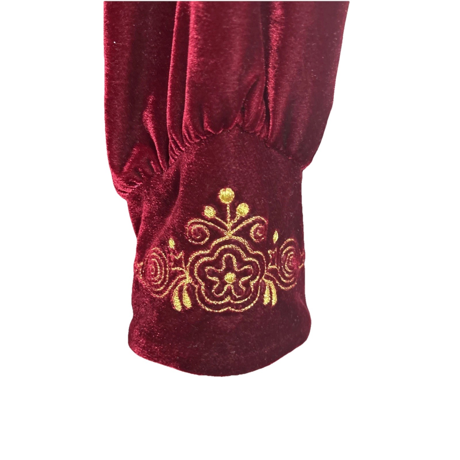 Vintage Unbranded Size M/L Burgundy Velour Gold Embroidery Robe Victorian