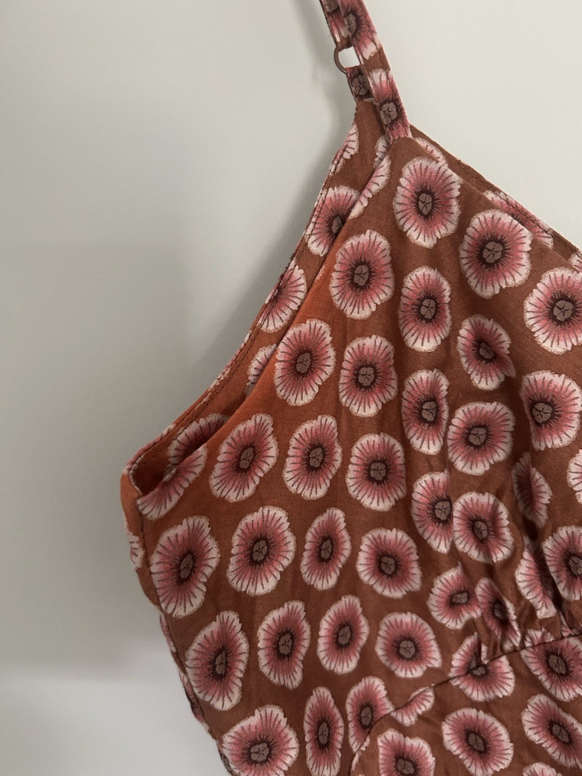 GAP Women’s Slip Dress Size 10 V-Neck Floral Brown Pink Spaghetti Straps