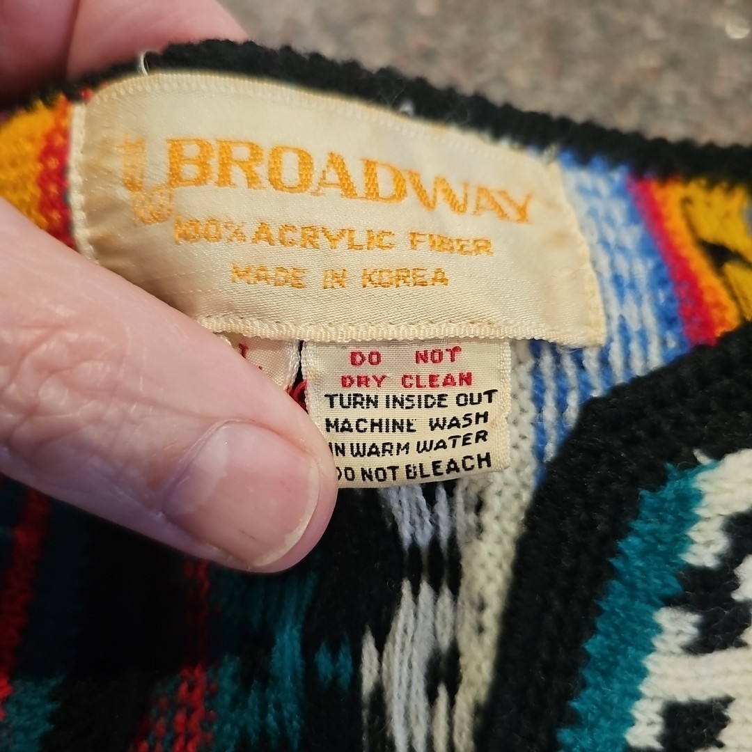 Vintage Broadway Sweater Wmns Sz L 60s 70s Pullover Wide Cuffed Arms Acrylic EUC
