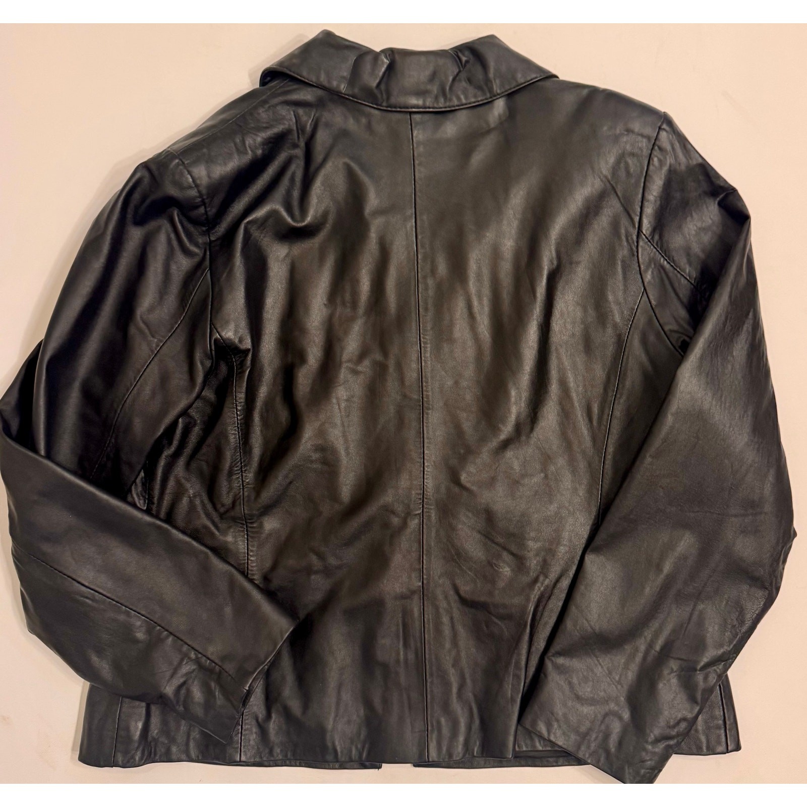 Vintage Croft & Barrow Women’s Lambskin Leather Button Front Jacket Black Size L