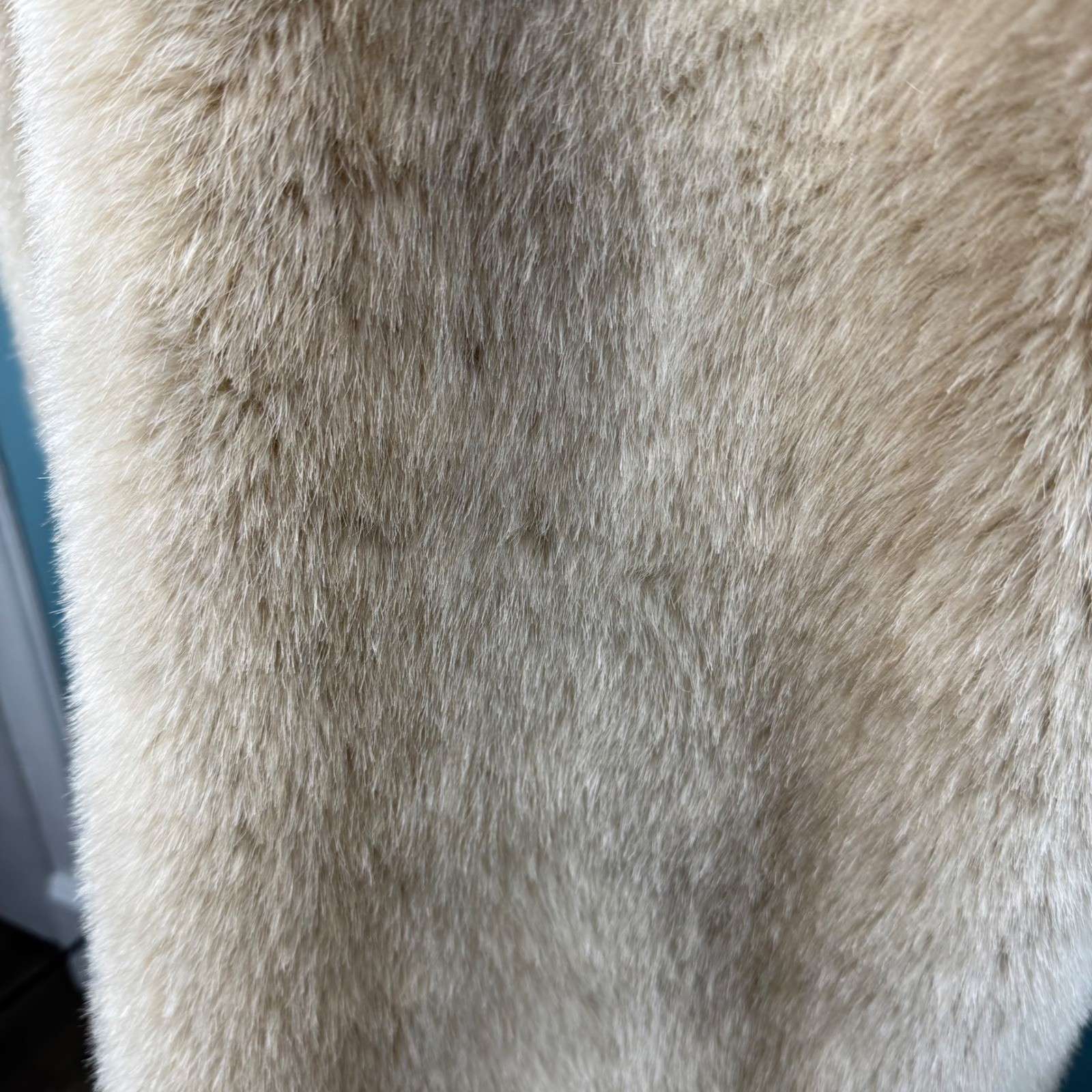 VTG Hillmoor New York Faux Fur Coat Cream Union Made in USA Mid Length Coat USA
