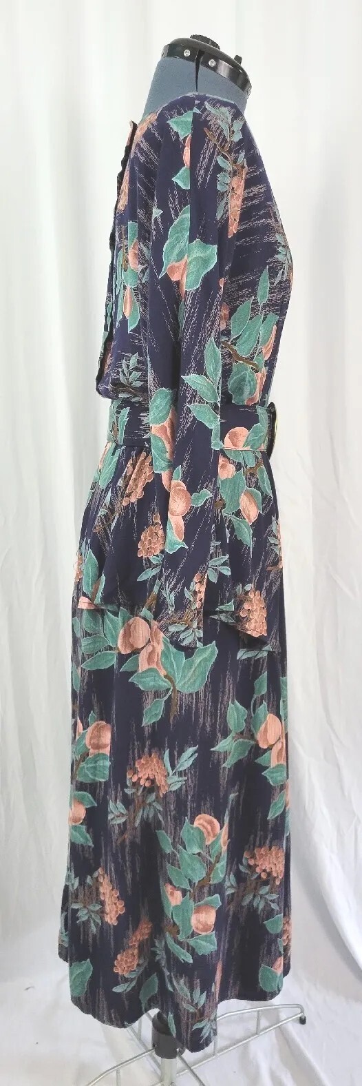 Vintage Irresistible Navy Dress w Fruit Pattern & Matching Belt Size 11/12